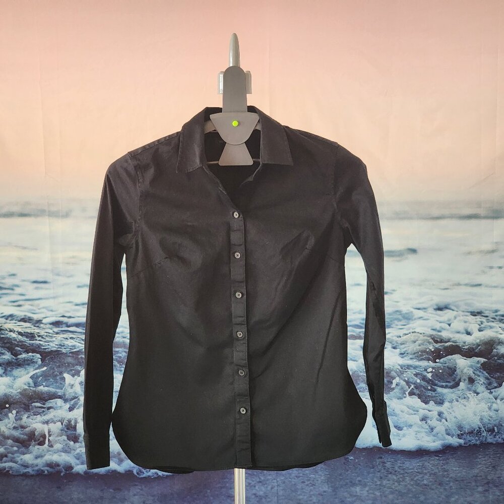 Size 2 Ladies Dress Shirt, Black | Banana Republic